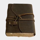 uniHOOF Thick Leather Cover Writing Diary with Belt Lock Notebook Journal Unruled Notepad Personal Diaries for Men and Women - Brown